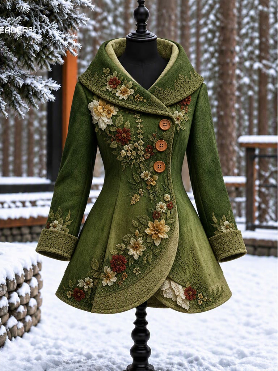 Women's Vintage Colorblock Asymmetrical Flared Coat